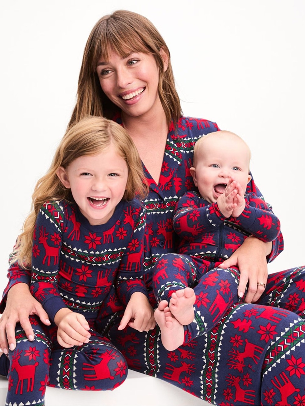 Hanna Andersson Flannel Fair Isle Christmas Pajama Set Deer Deer On Navy